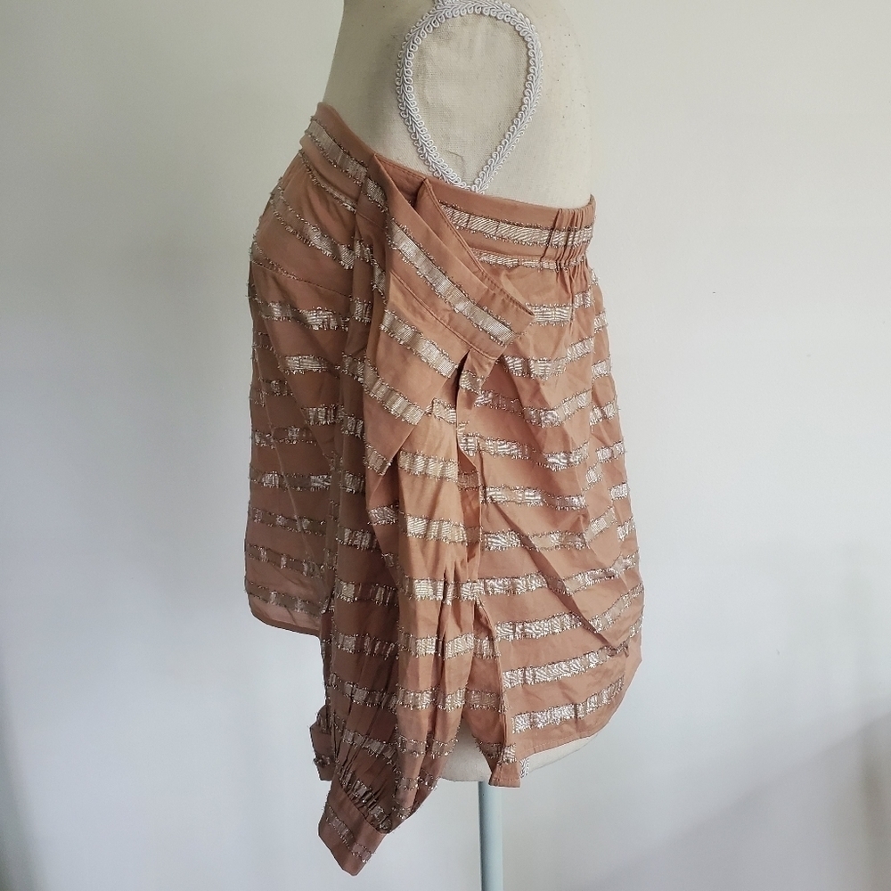 1. State Off-Shoulder Taupe Shell Metallic Top - Picture 6 of 9